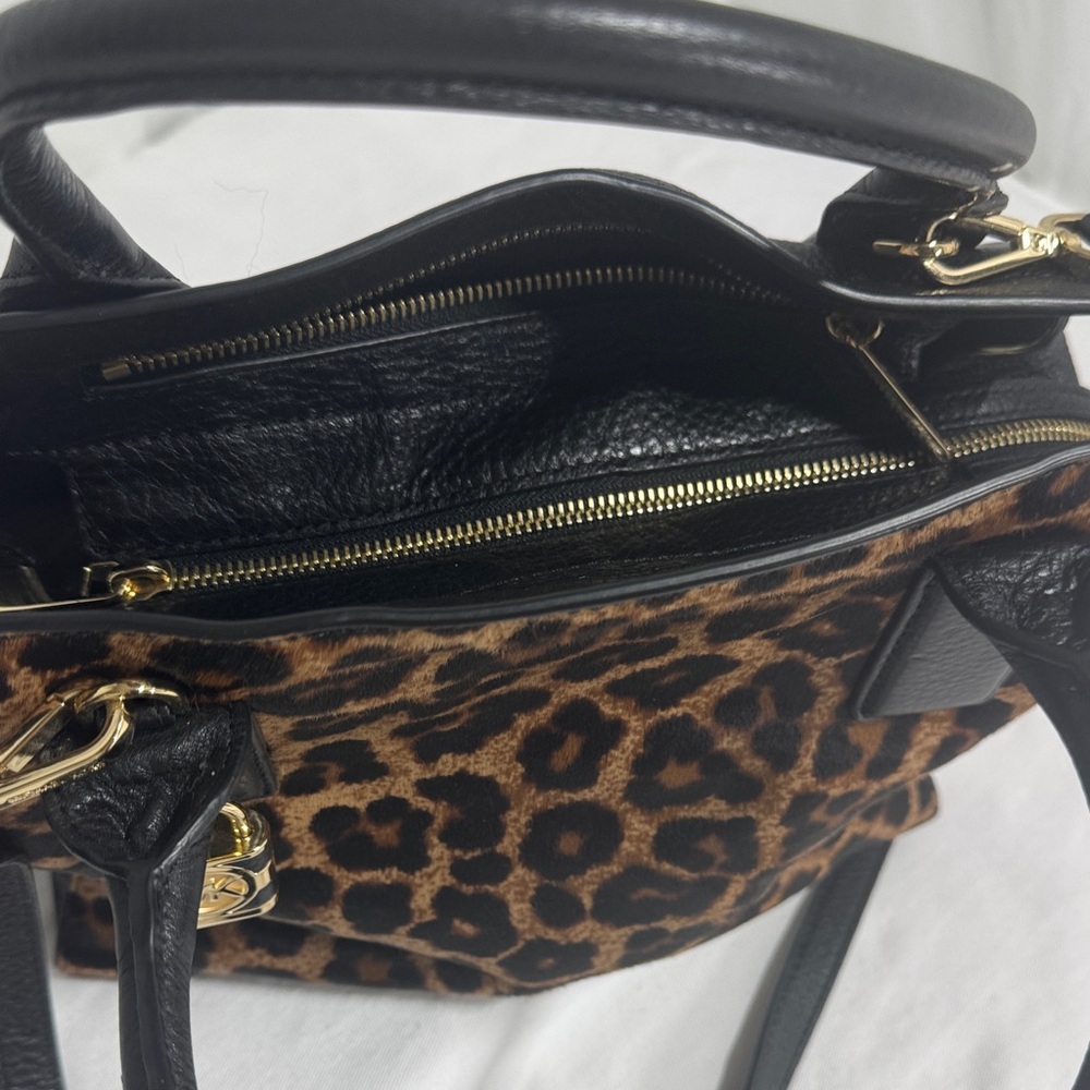 Leopard Print Leather Handbag - image 3